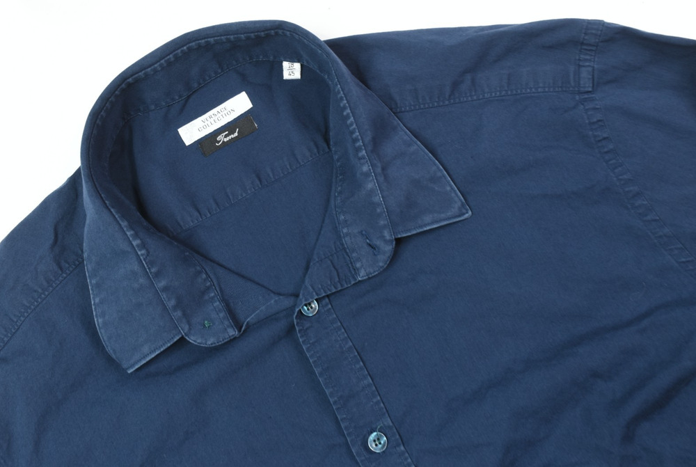 Versace Collection TREND Shirt Mens 18 Blue Slim Fit Long Sleeve Button-Up